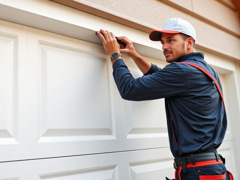 Professional garage door technician from Garage Door Summerfield installing a new residential garage door